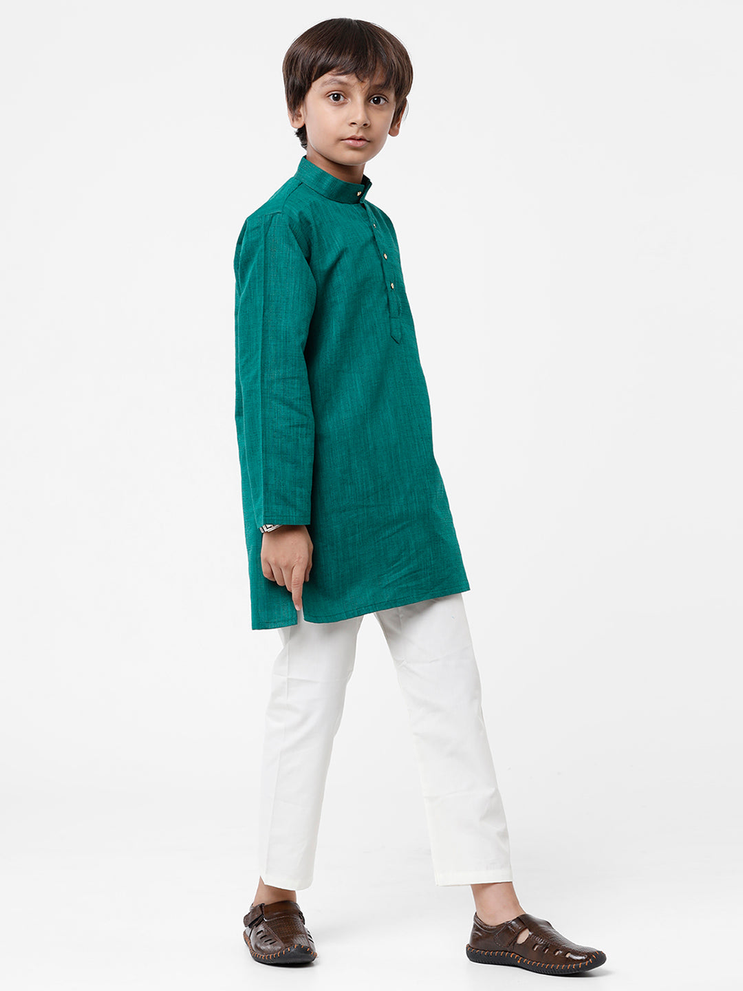 Boys Kurta Pyjama Set British Green-Side view