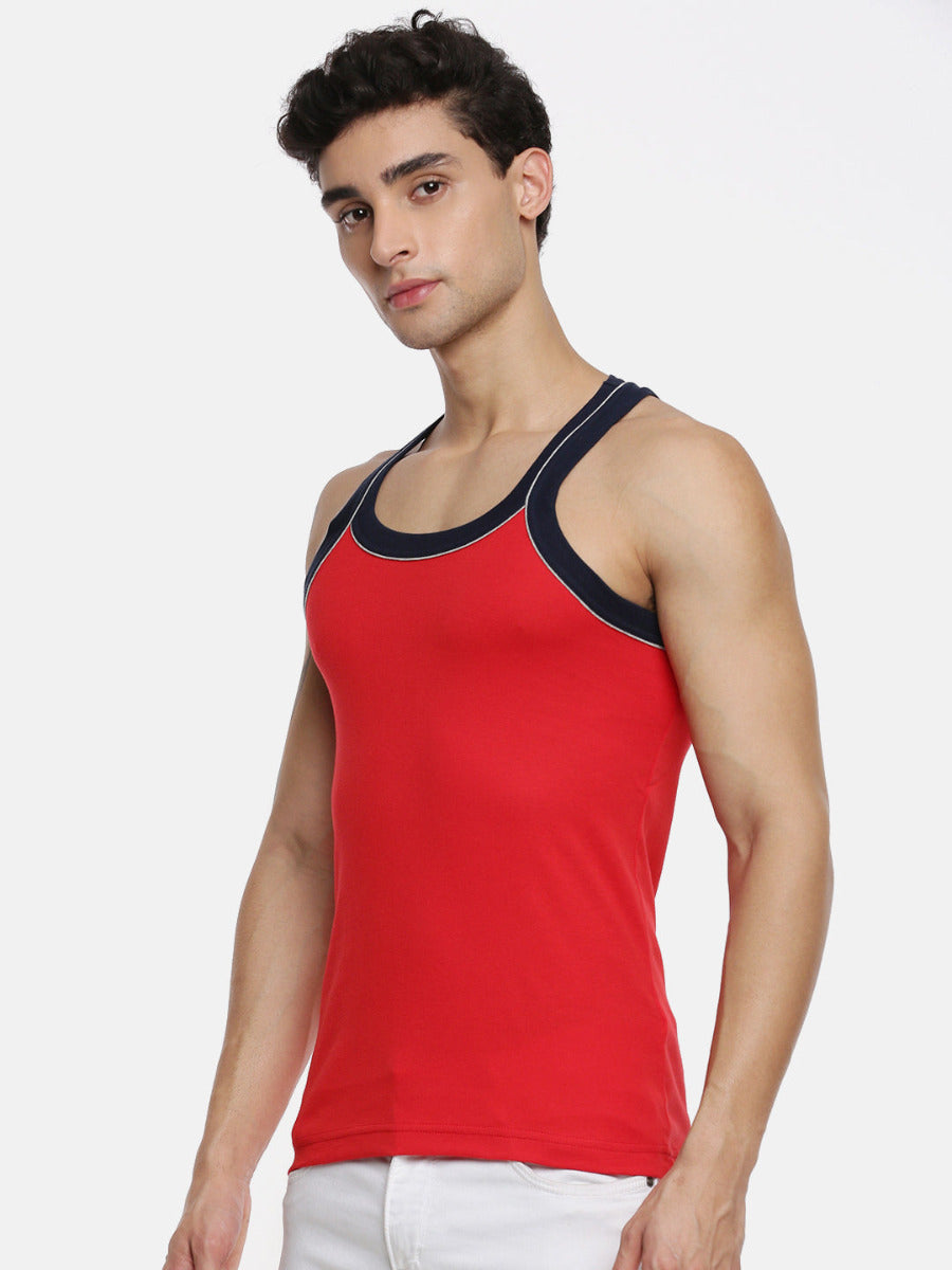 Mens Cotton Gym Vest RN Color Archery RN 5001 (2 PCs Pack)-Side view Red