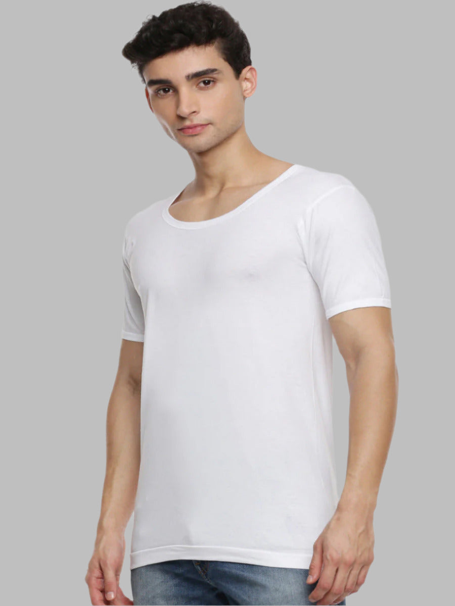 Rich Soft Cotton Classic Knitting White Banian RNS Romex Value Pack-Side view