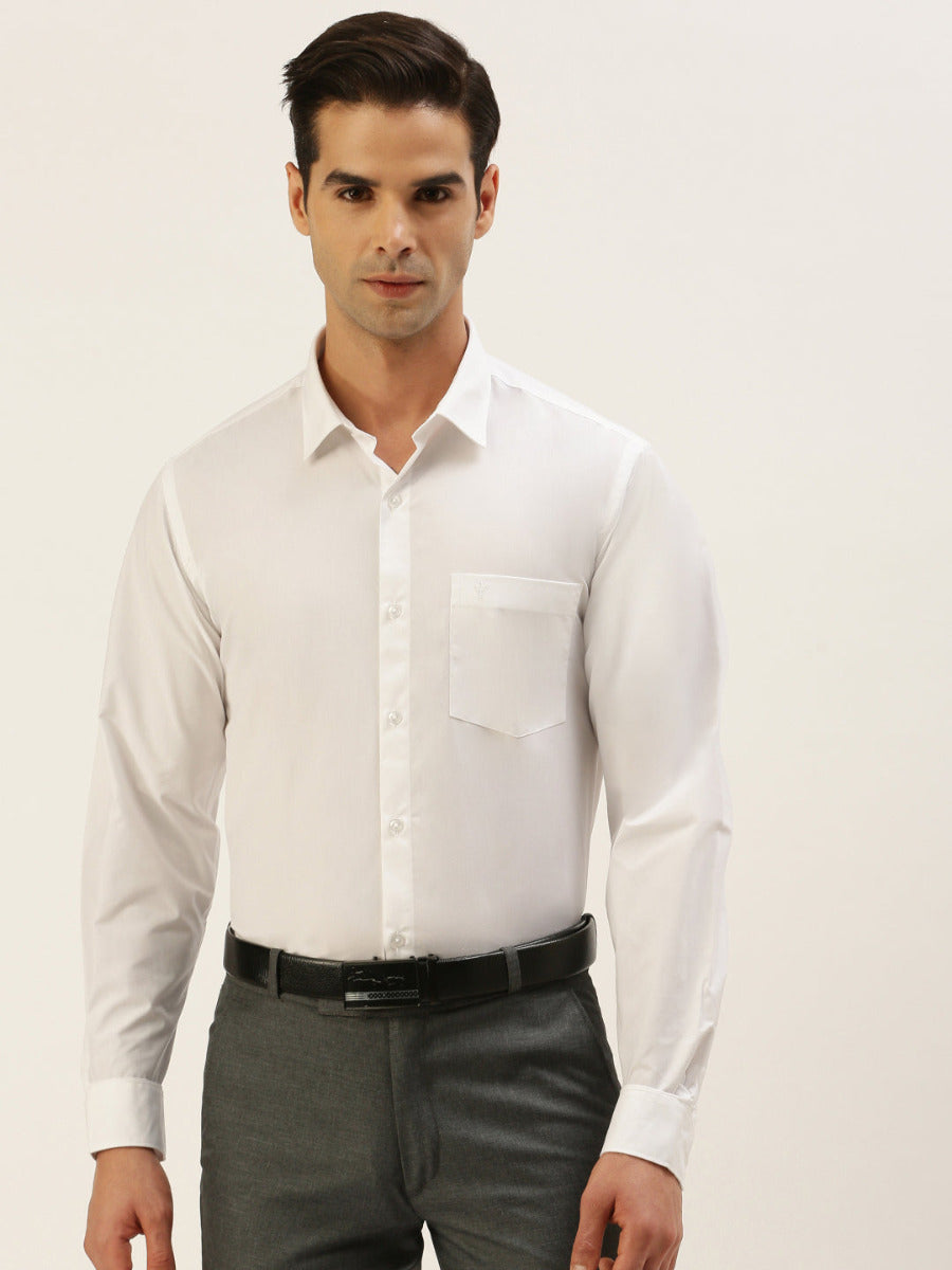 Mens Smart Fit 100% Cotton White Shirt Full Sleeves First Look