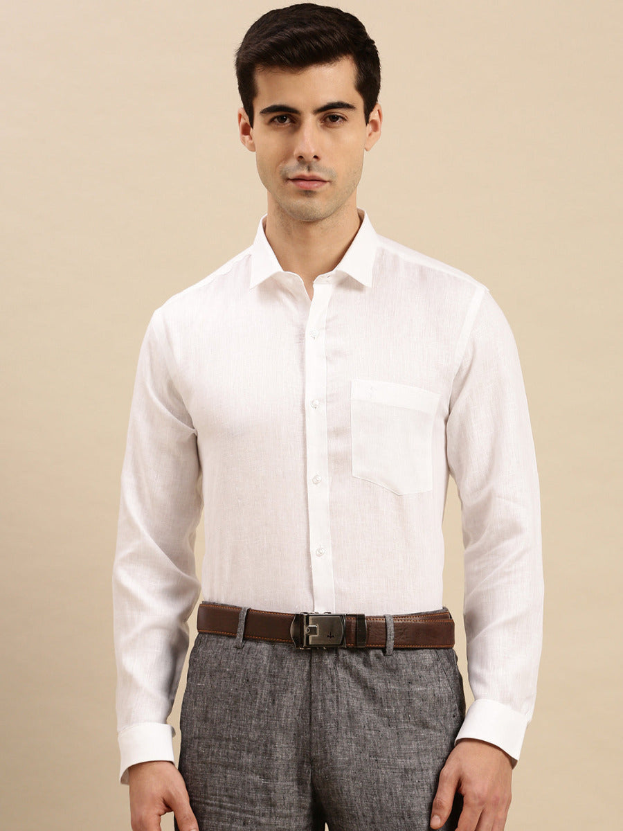 Mens Smart Fit Cotton White Shirt Full Sleeves Challenge
