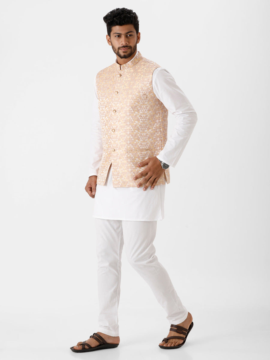 Mens Fancy Colour Nehru Jacket with Kurta Pants Set-Side view