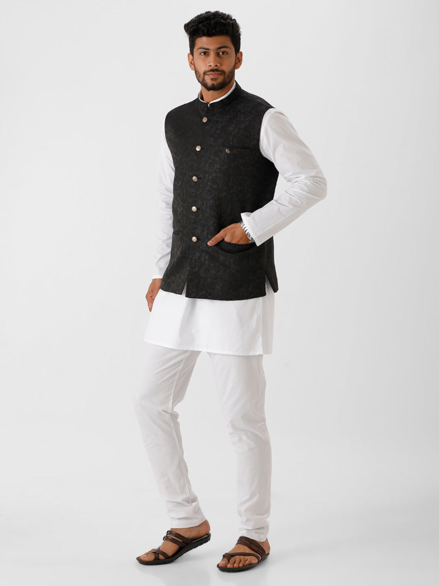 Mens Fancy Colour Nehru Jacket with Kurta Pants Set-Side view