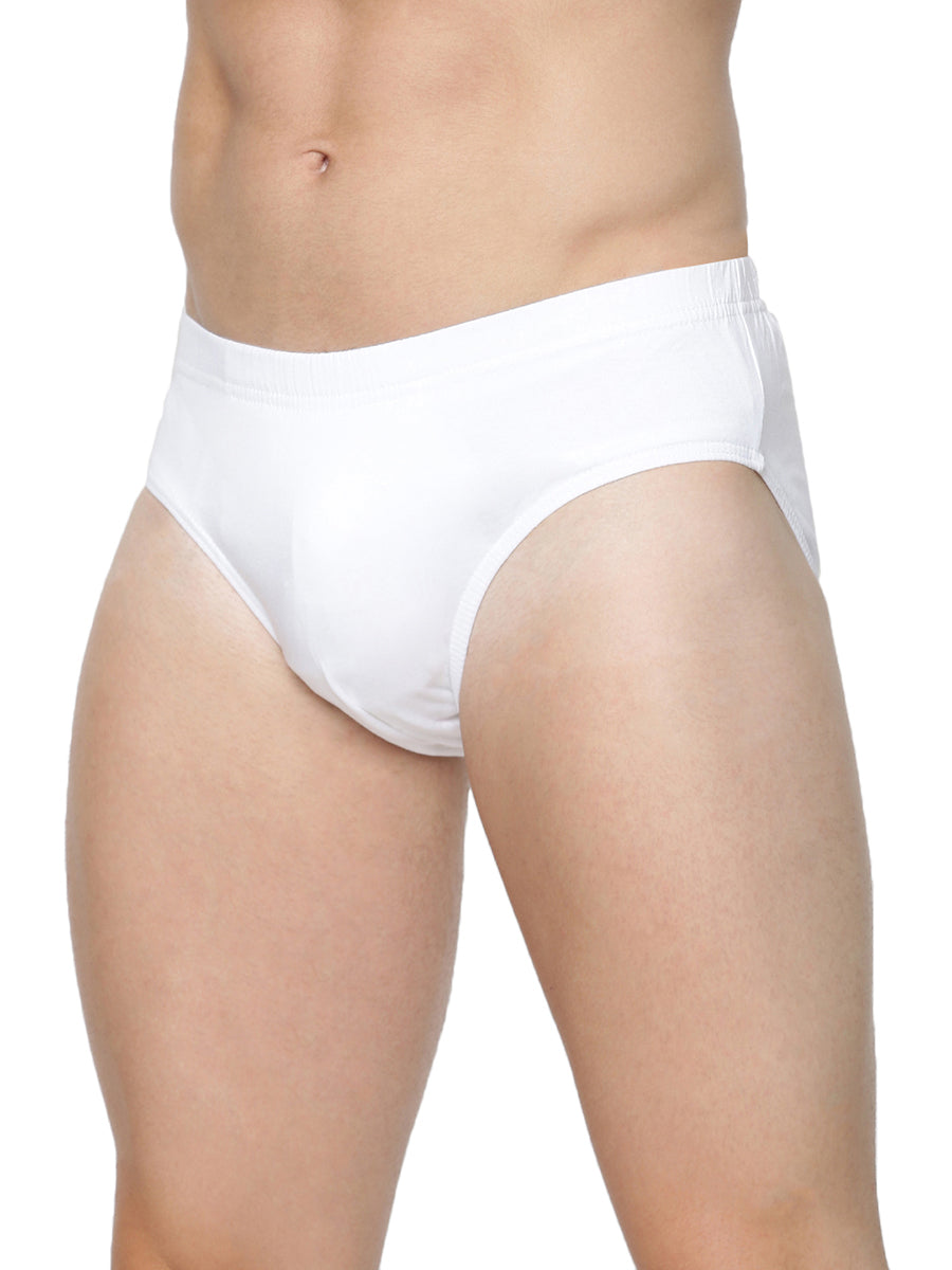 Mens Soft Stretch Inner Elastic White Color Brief Merc (2 PCs Pack)-Zoom view