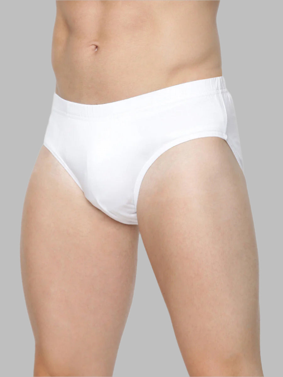 Mens Soft Stretch Inner Elastic White Color Brief Merc (2 PCs Pack)-Zoom view