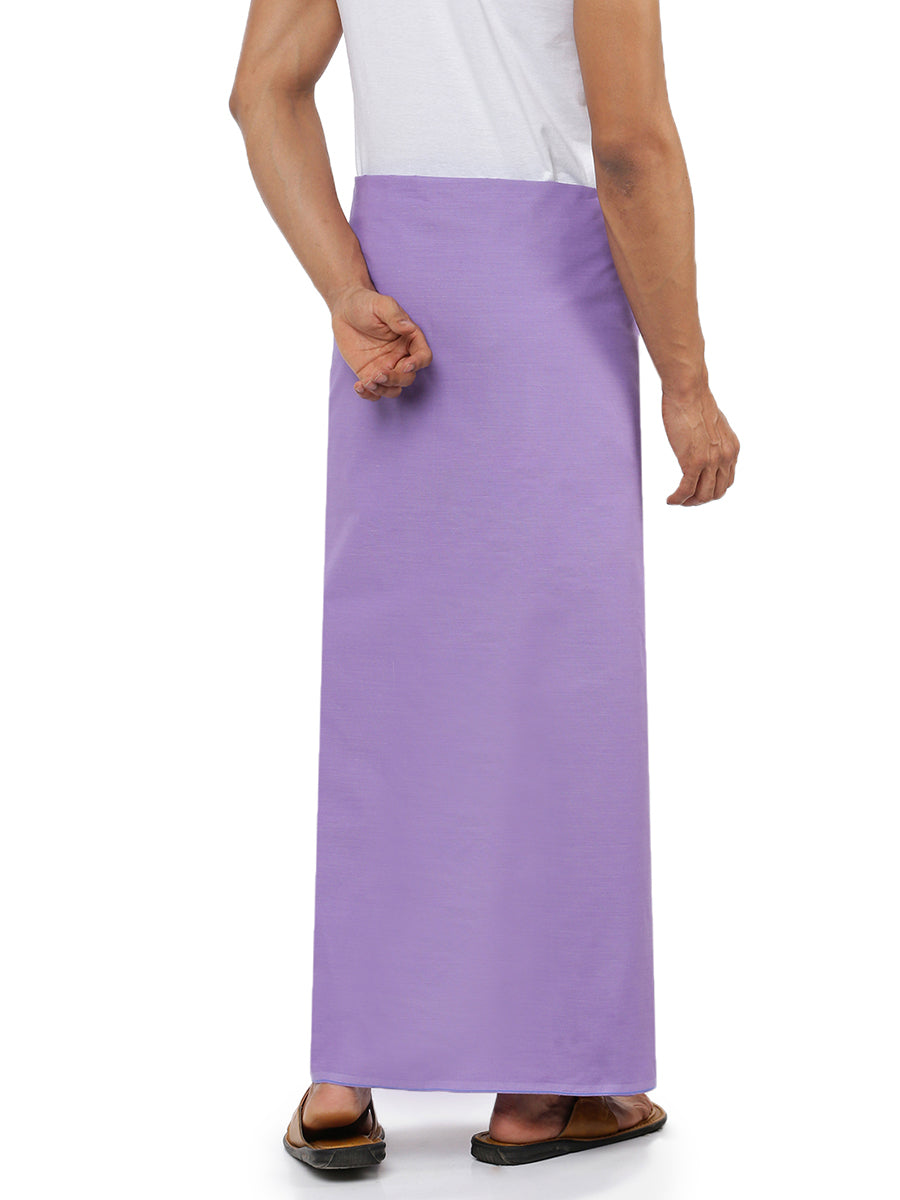 Mens Color Dhoti with Small Border Astra Lavender-Back view