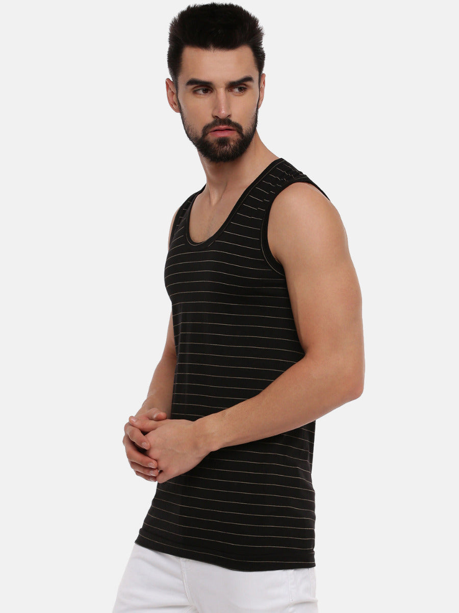 Combed Cotton  Colour Win Striped Banian ( 2 Pcs Pack )-Side alternative view
