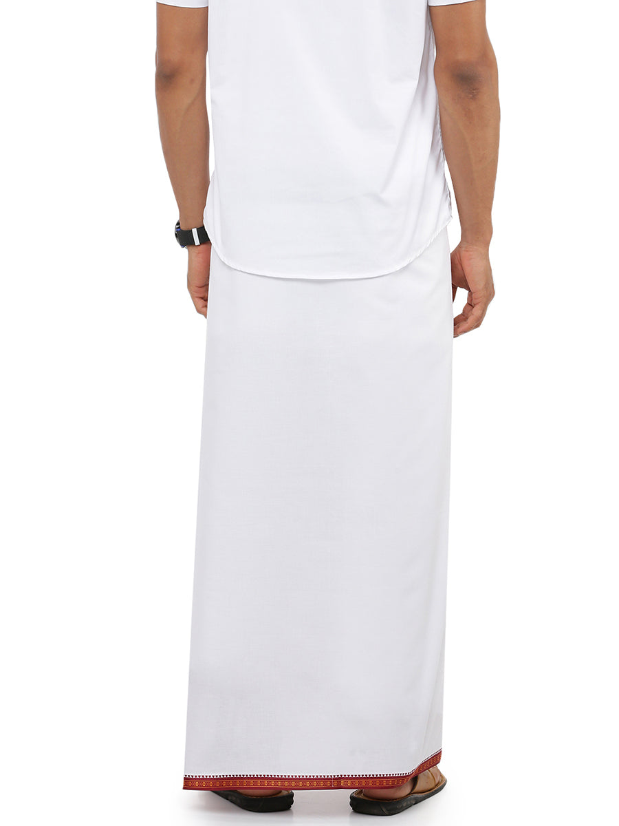 Mens White Dhoti With Big Border Mercury-Back view