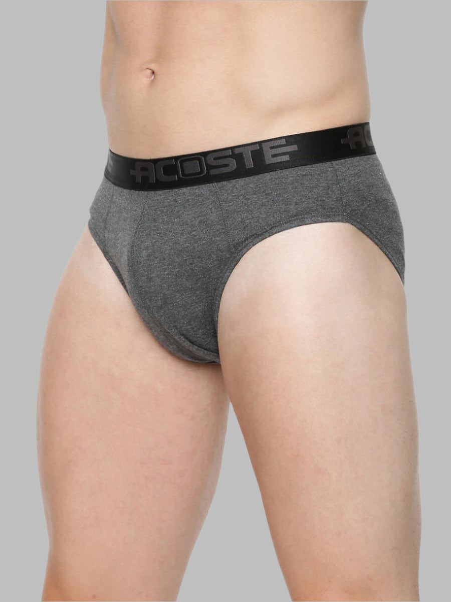 Men 100% Combed Cotton Rib Assorted Colour Outer Elastic Brief Acoste 1015 (Pack of 2)