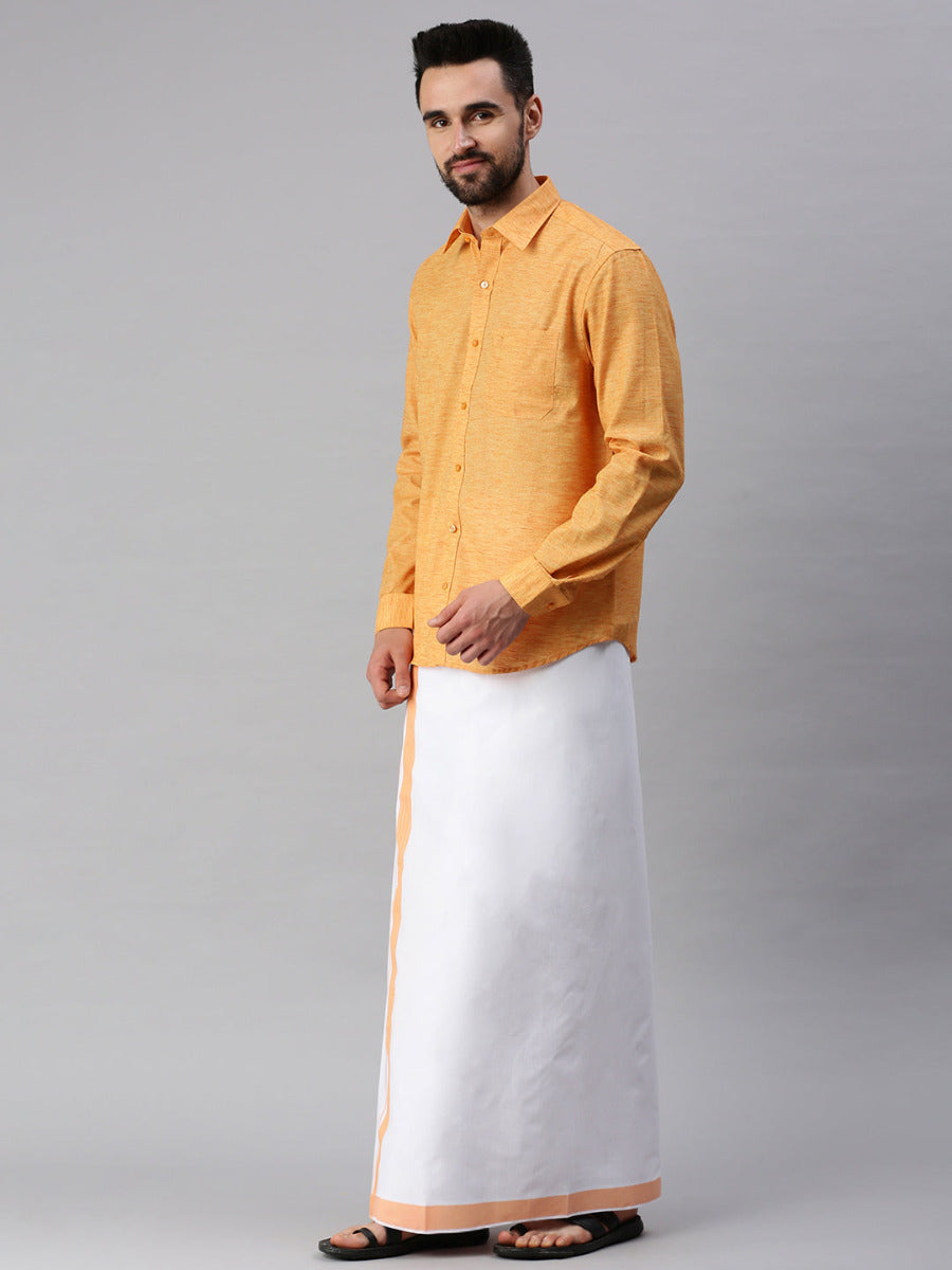 Mens Matching Border Dhoti & Full Sleeves Shirt Set Trendy CC2-Side view