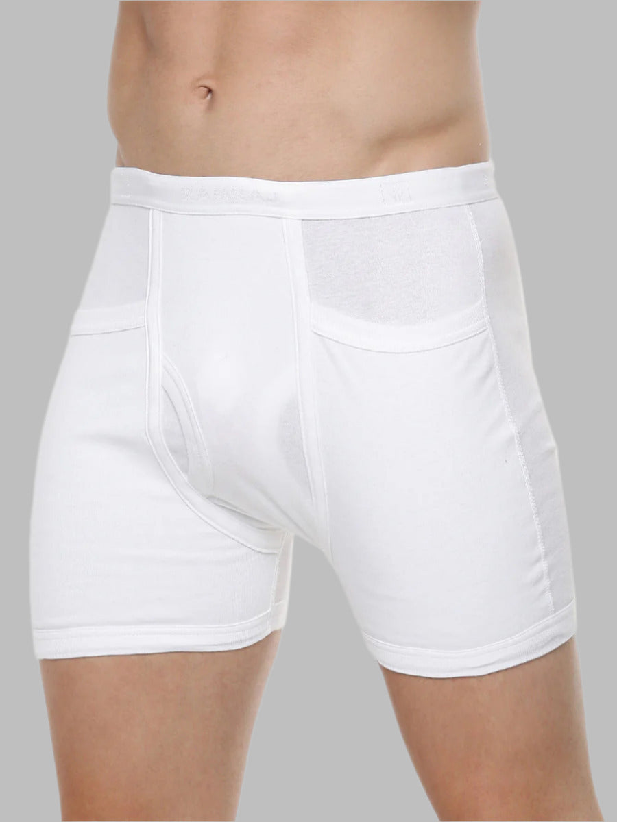 Soft Combed Rib White Pocket Trunks Arrow (2PCs Pack)-Side view