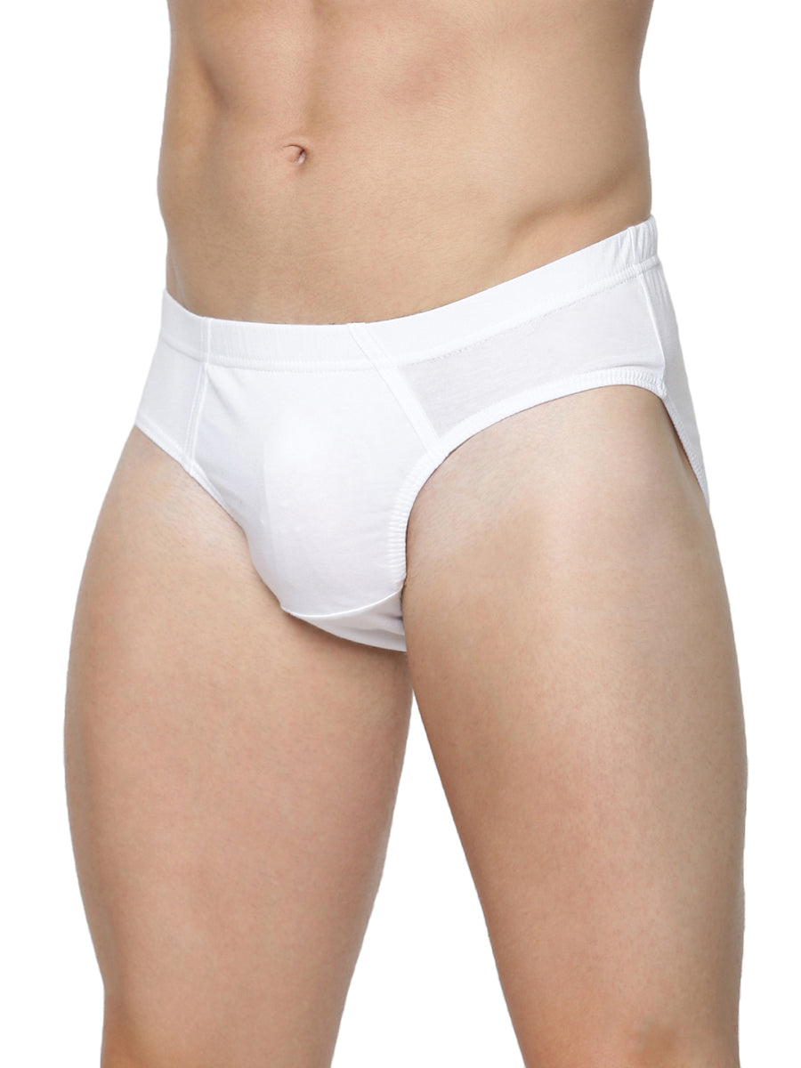 Soft Stretch Inner Elastic Solid White Brief Suriya (2PCs Pack)-Side view