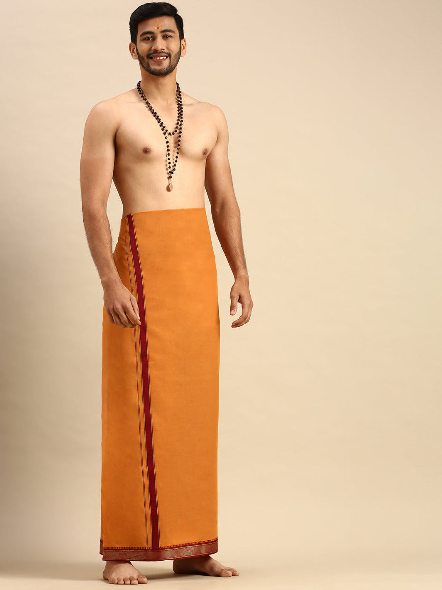 Mens Color Dhoti with Fancy Border Brindhavan Kavi-Front alternative view
