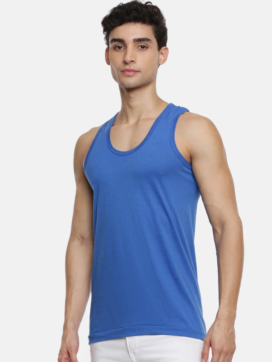 Mens Fine Cotton Color Banian RN Sukra (2 PCs Pack)-Front view