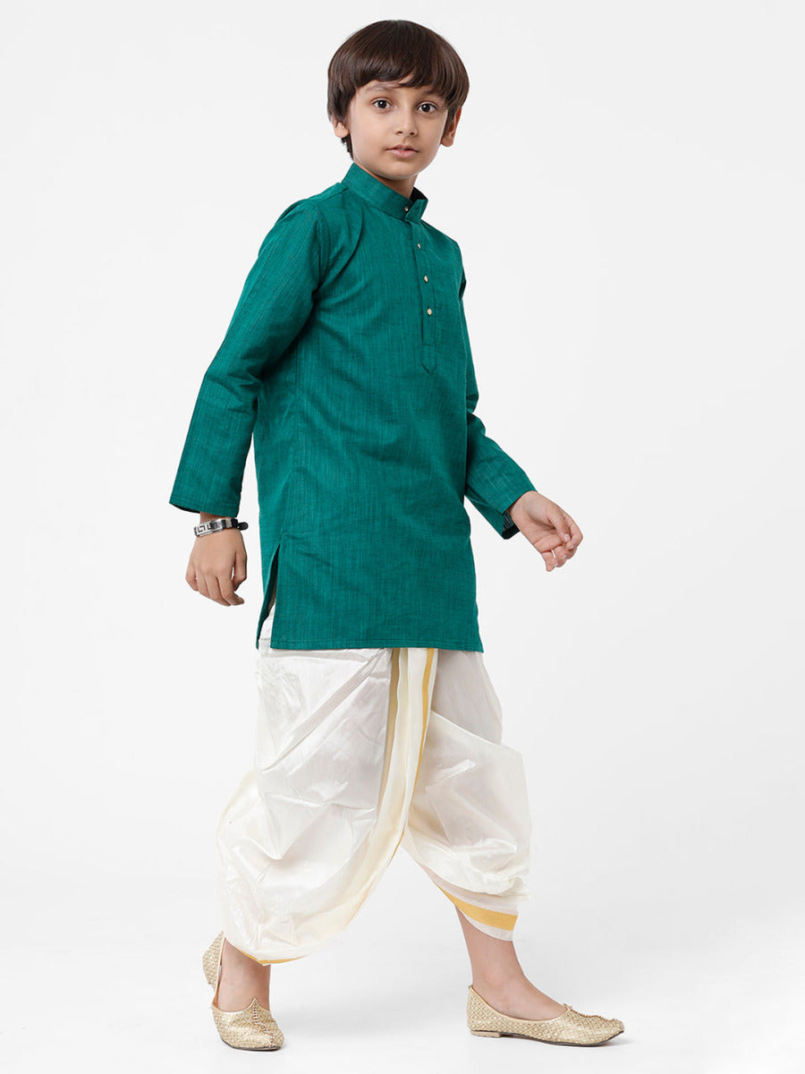 Boys Kurta & Panchakacham Set Green-Side view