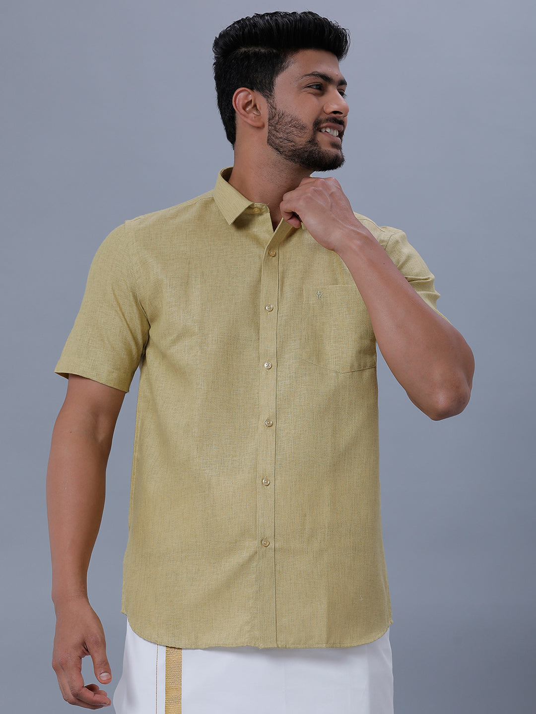 Mens Formal Shirt Half Sleeves Chutney Green T26 TB1
