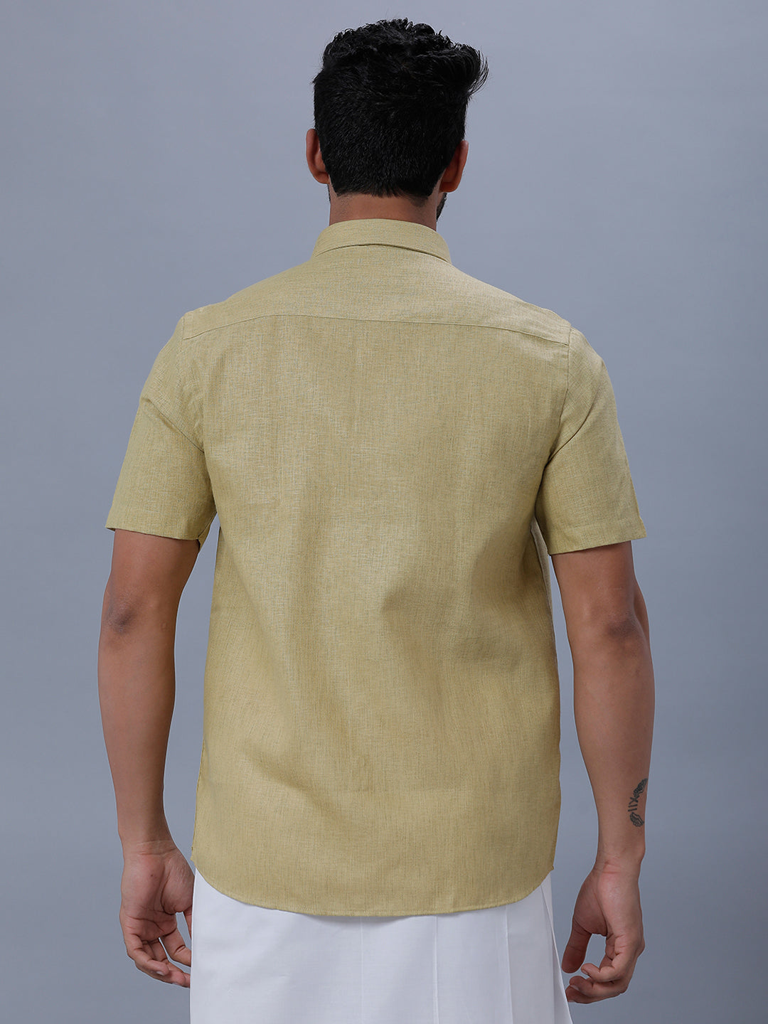 Mens Formal Shirt Half Sleeves Chutney Green T26 TB1-Back view