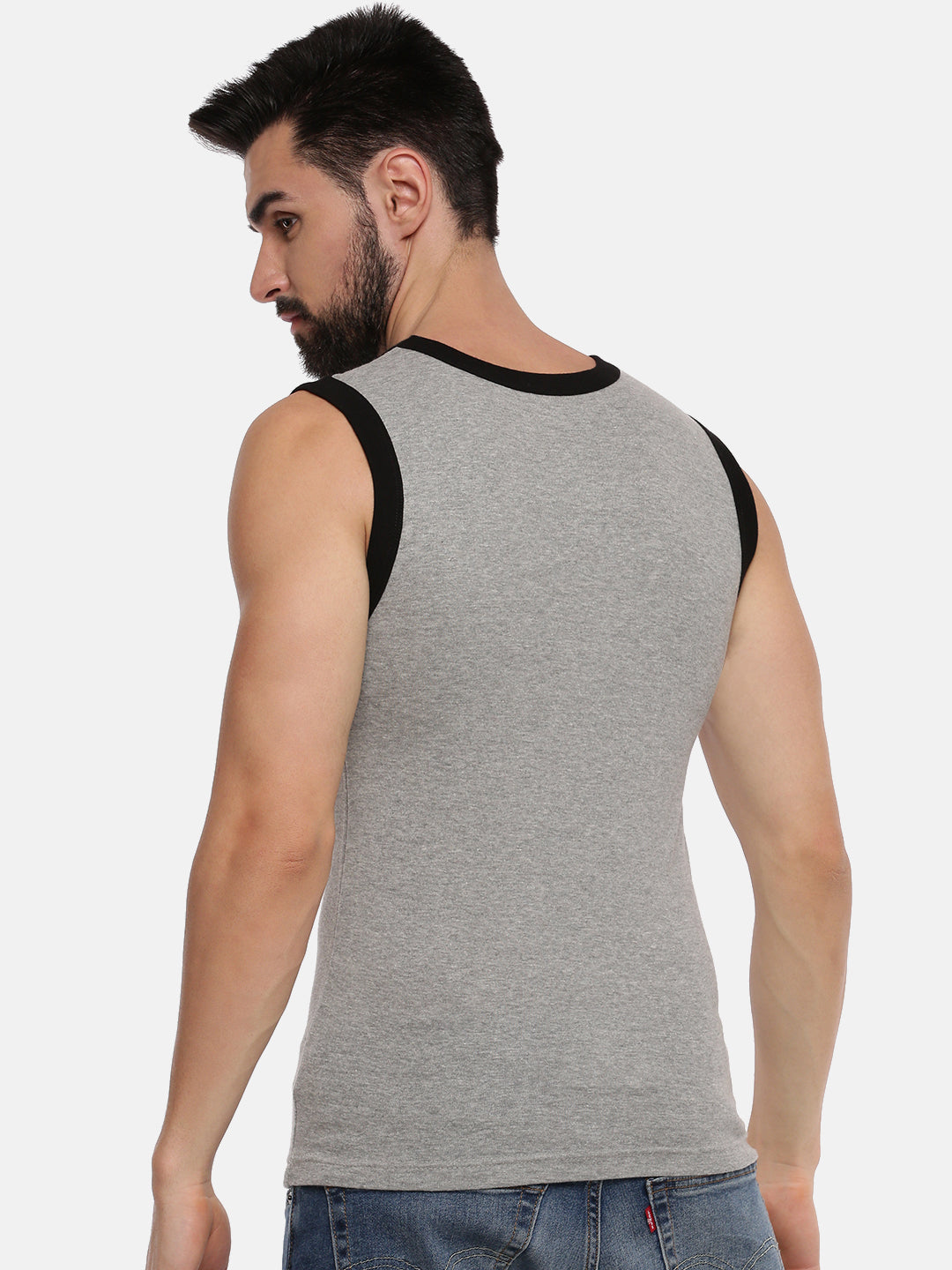 Mens Cotton Gym Vest Color Archery RNBS 5005 (2 PCs Pack)-Back view