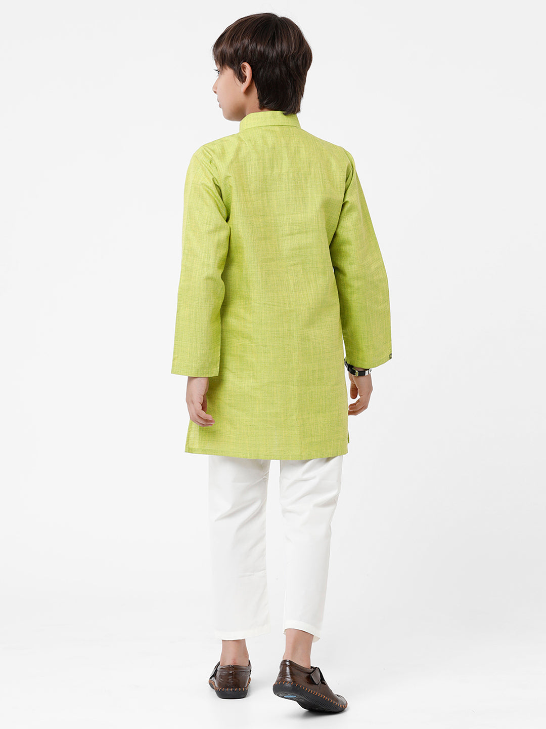 Boys Kurta Pyjama Set Fuego Green-Back view