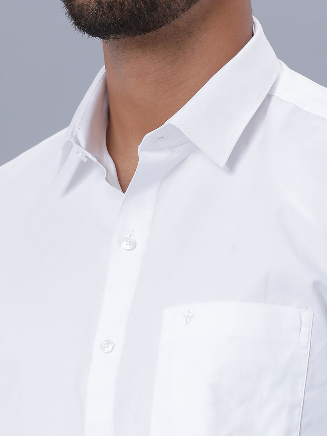Mens Pure Cotton White Full Sleeves Shirt with 1/2'' Gold Jari Double Dhoti Combo-Zoom view