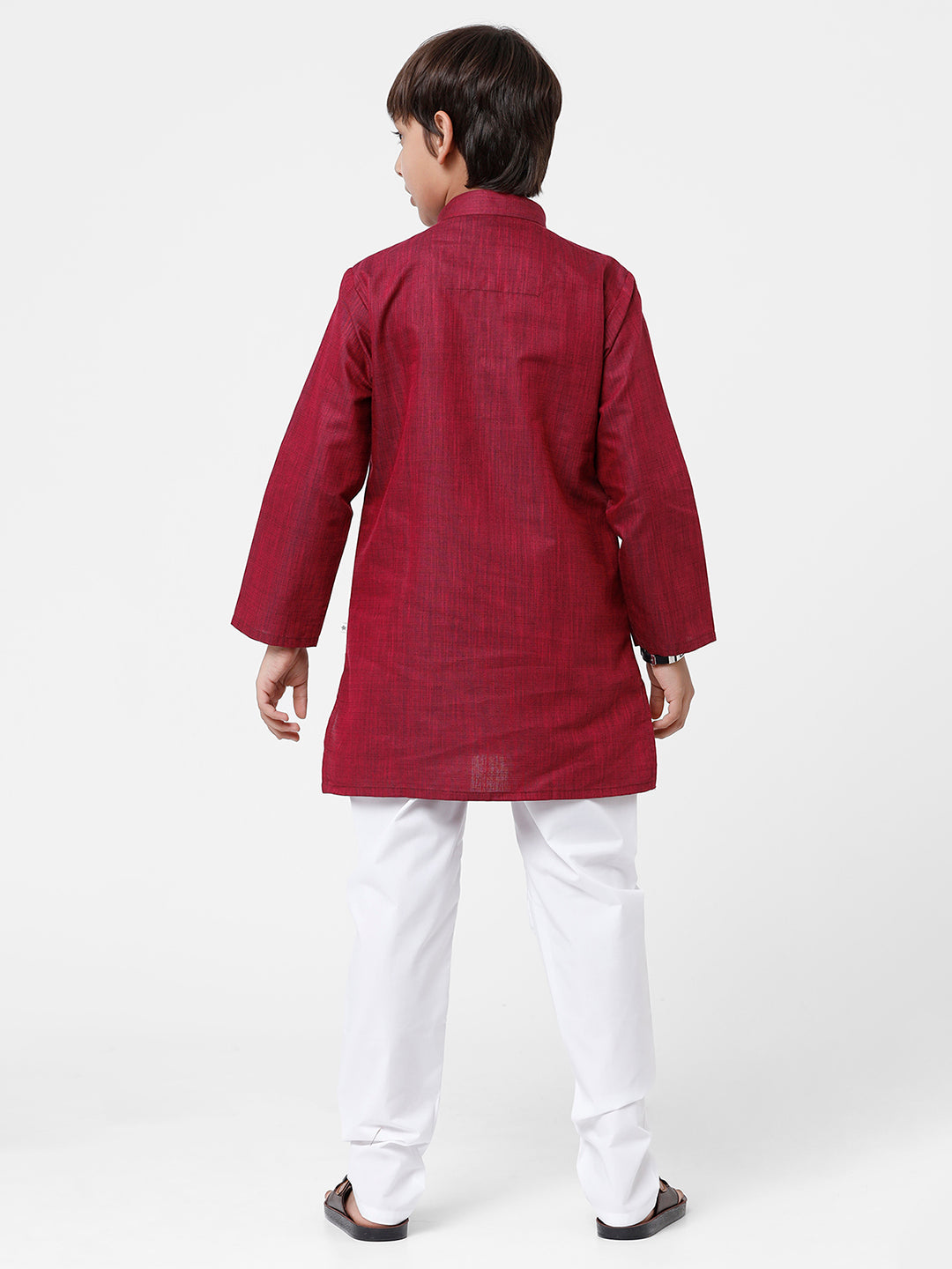 Boys Kurta Pyjama  Set Maroon-Back view