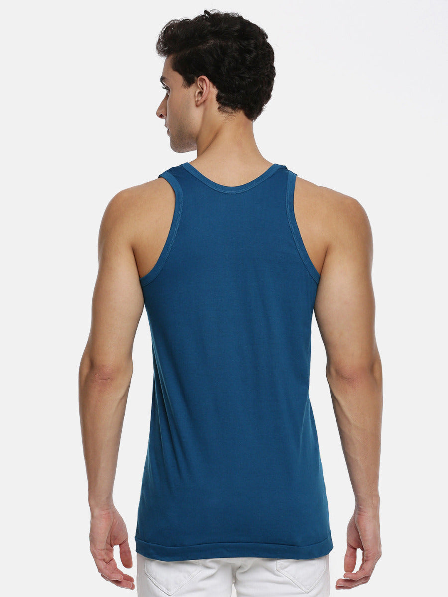 Mens Fine Cotton Color Banian RN Sukra (2 PCs Pack)-Back view