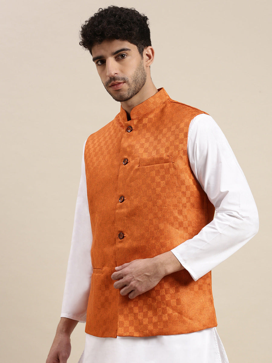 Mens Ethnic Jacket Orange DD7-Side view