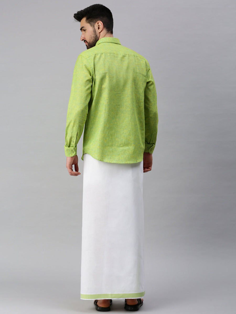 Mens Matching Border Dhoti & Full Sleeves Shirt Set Trendy CC4-Back view
