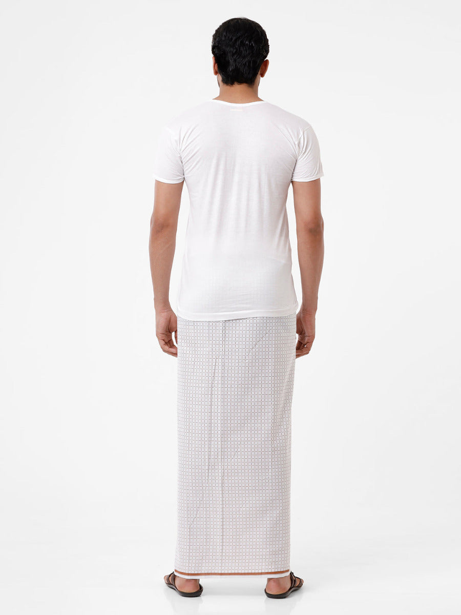 Men 100% Cotton Single Layer White Stitched Lungi Rainbow