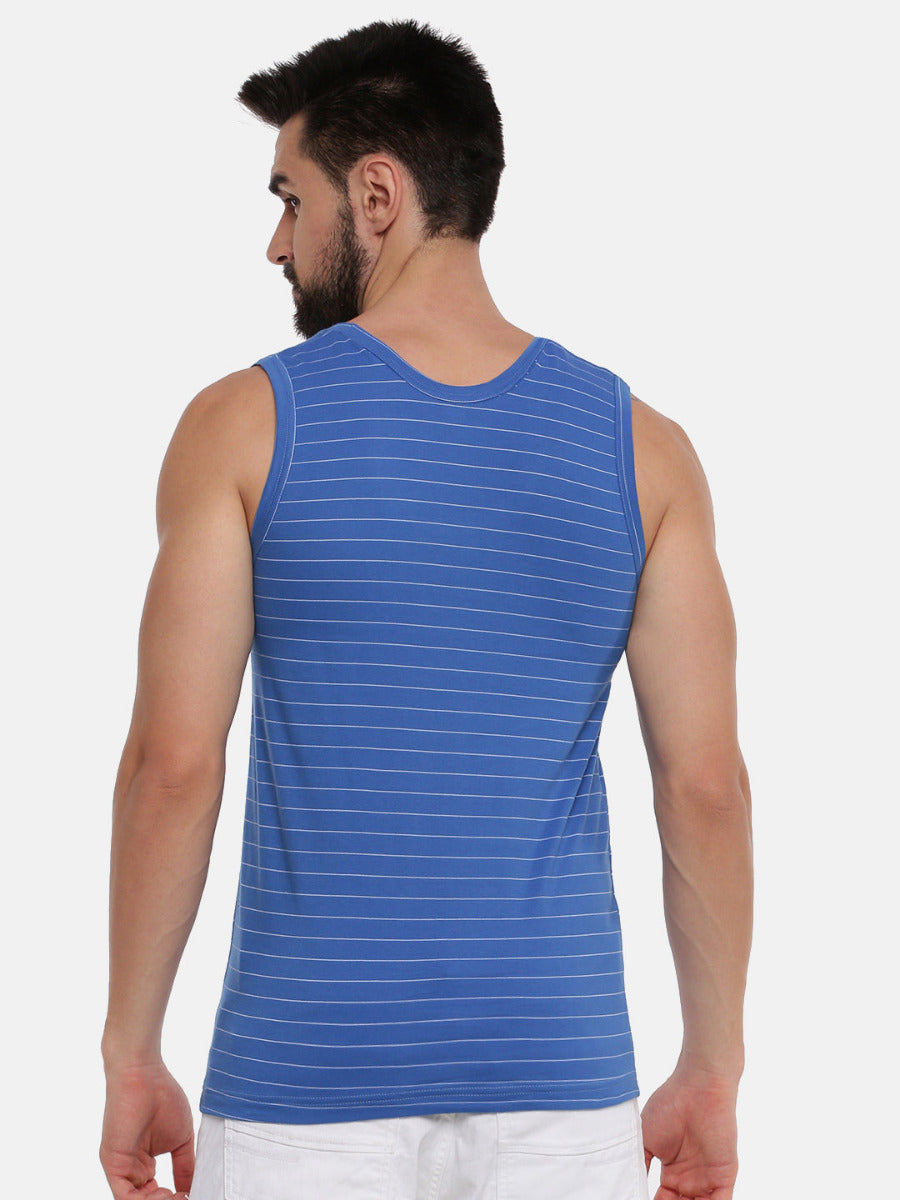 Combed Cotton  Colour Win Striped Banian ( 2 Pcs Pack )-Back view