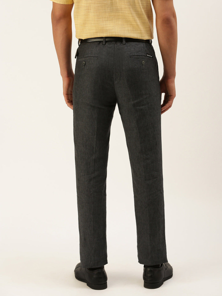 Mens Linen Pant Dark Grey-Back view