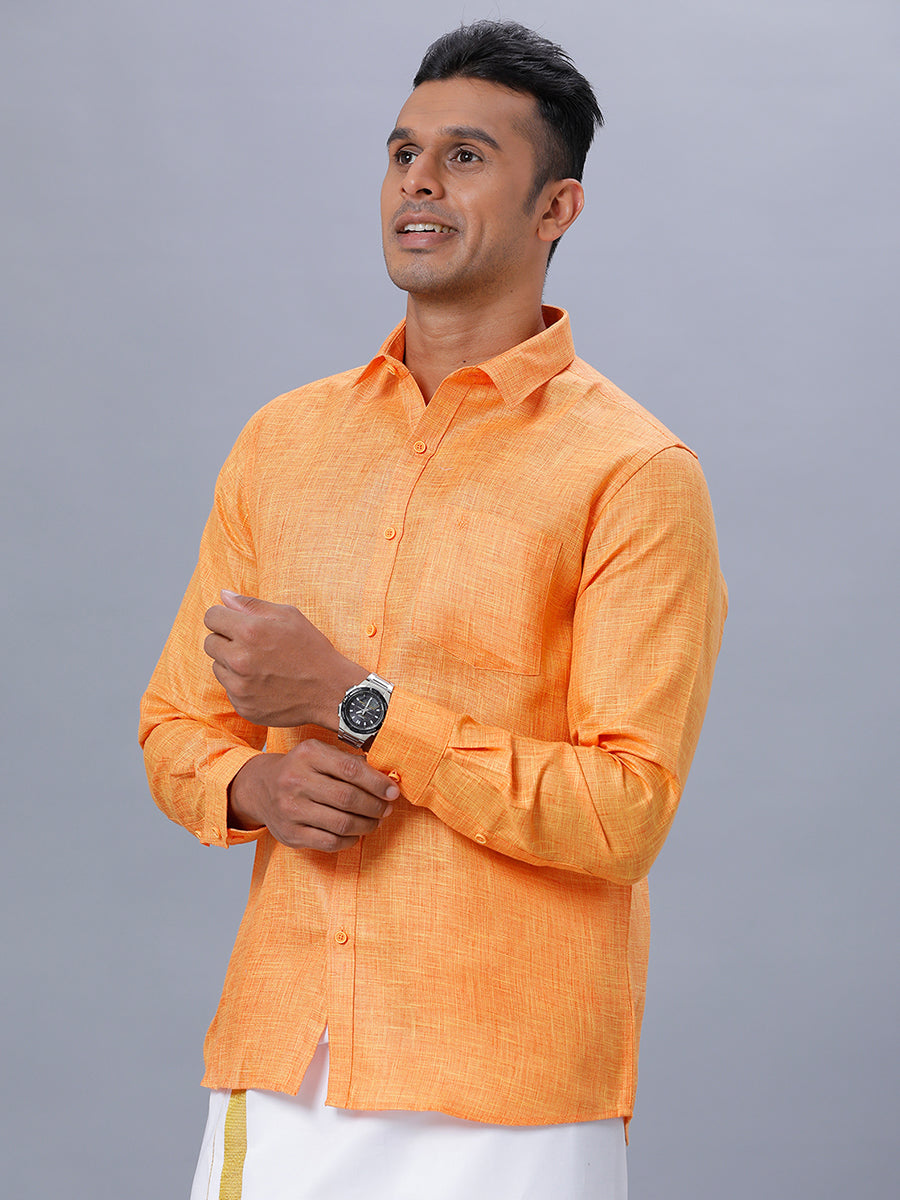 Mens Formal Full Sleeves Orange Shirt T38 TN2-Side alternative view\