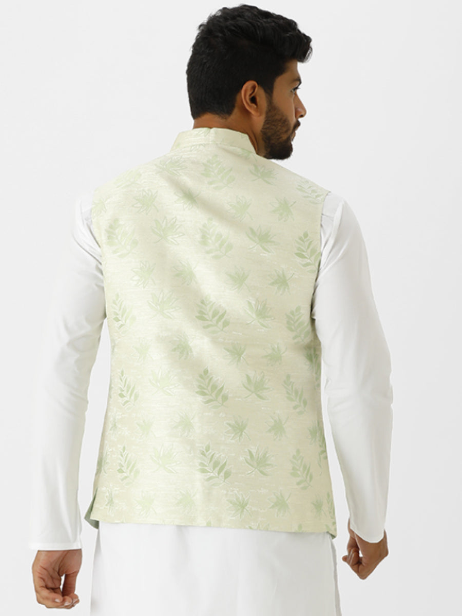 Mens Fancy Ethnic Jacket Green-Back view