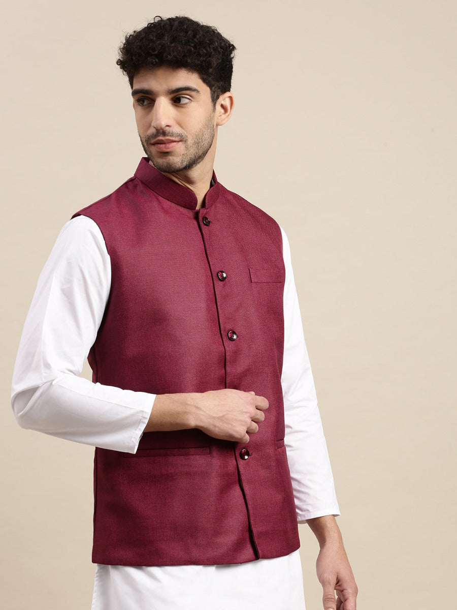 Mens Ethnic Jacket Purple DW18-Side view