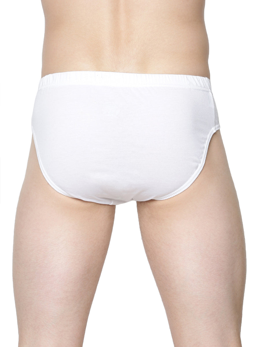 Soft Stretch Inner Elastic Solid White Brief Suriya (2PCs Pack)-Back view