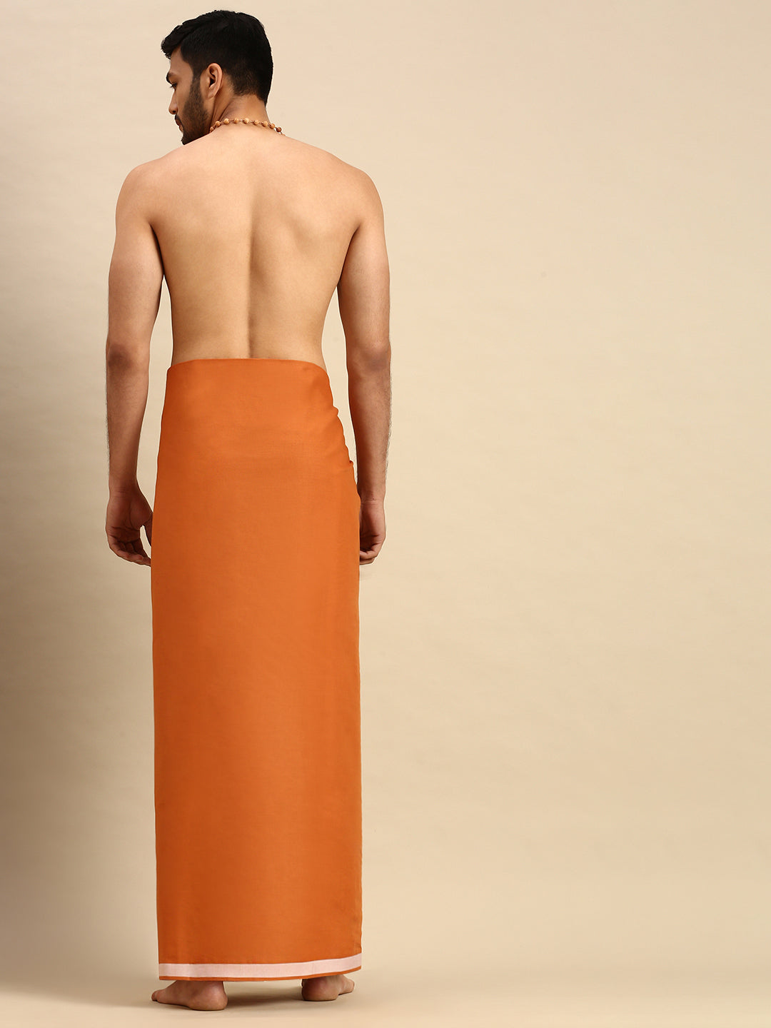 Men Cotton Blend Single Layer Kaavi Dhoti with Big Border Rishi