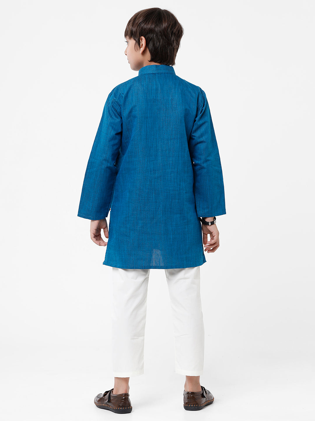 Boys Kurta Pyjama Set Blue-Back view