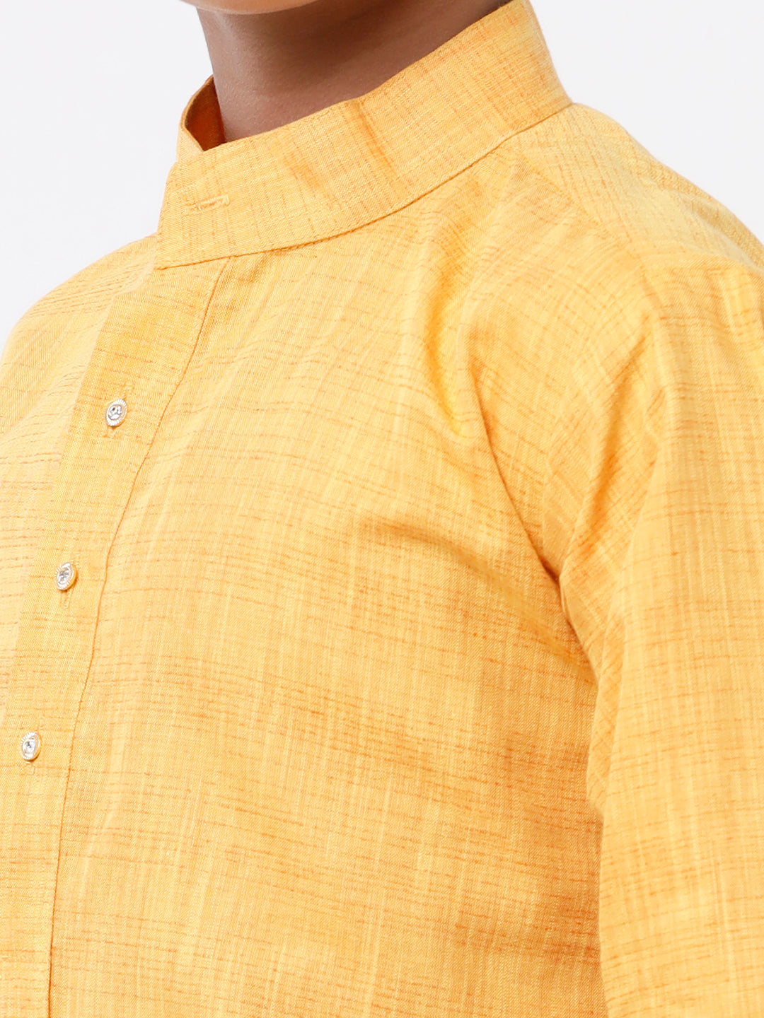 Boys Kurta & Panchakacham Set Yellow-Zoom view