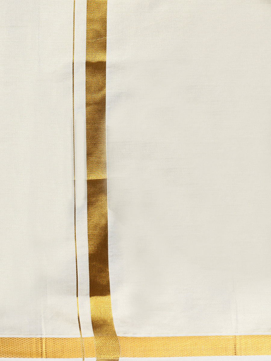 Mens Single Dhoti with Gold Jari Tissue Grand 1" Dhoti-Zoom view