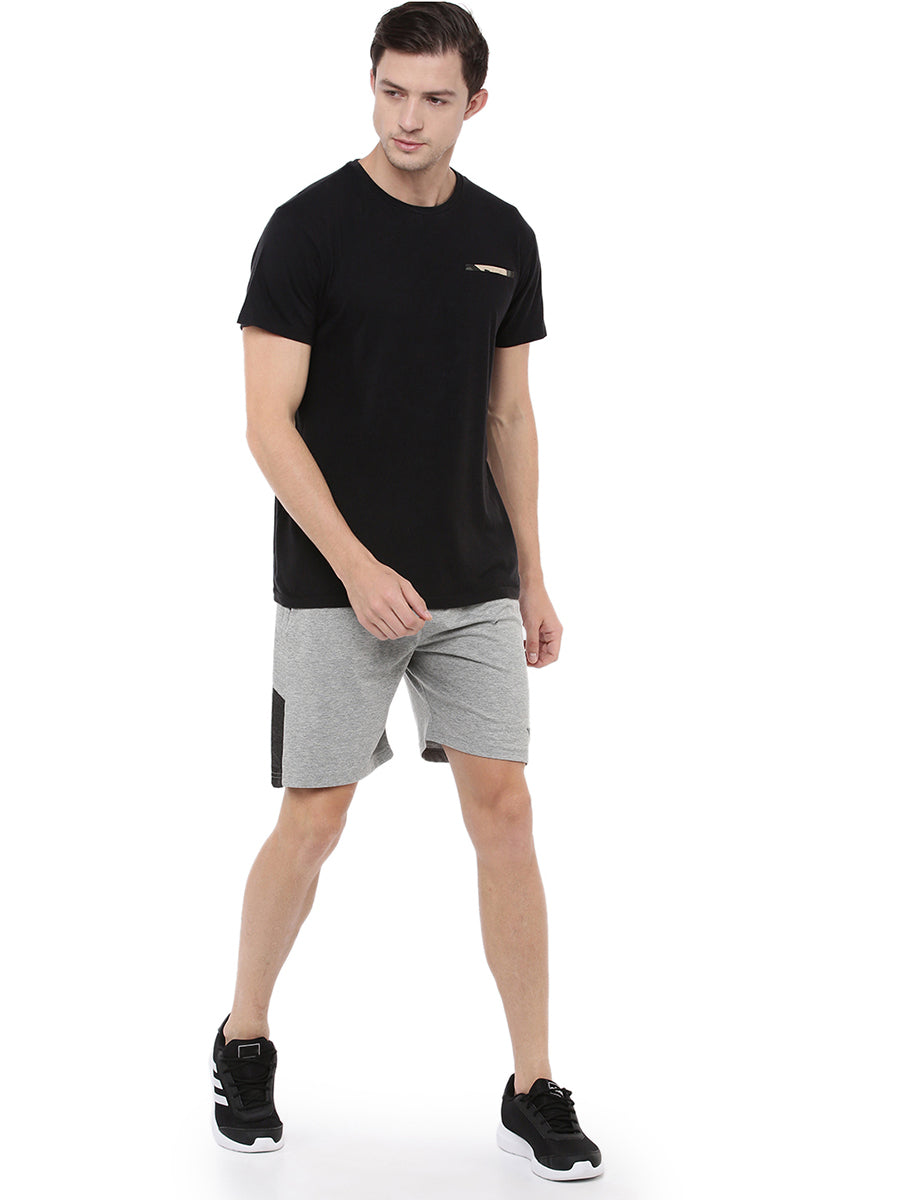 Super Combed Cotton Smart Fit One Side Zipper Shorts Grey Melange-full view