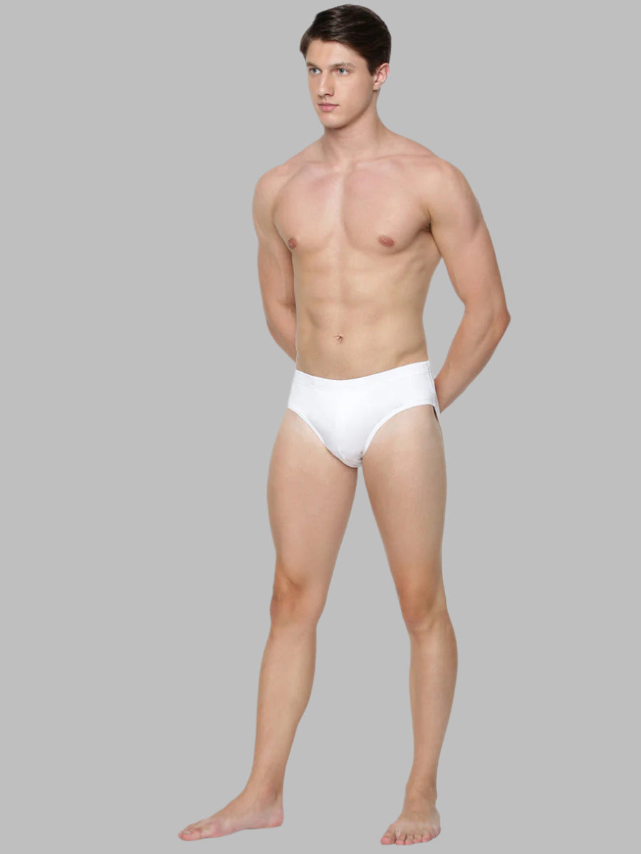 Mens Soft Stretch Inner Elastic White Color Brief Merc (2 PCs Pack)-Side view