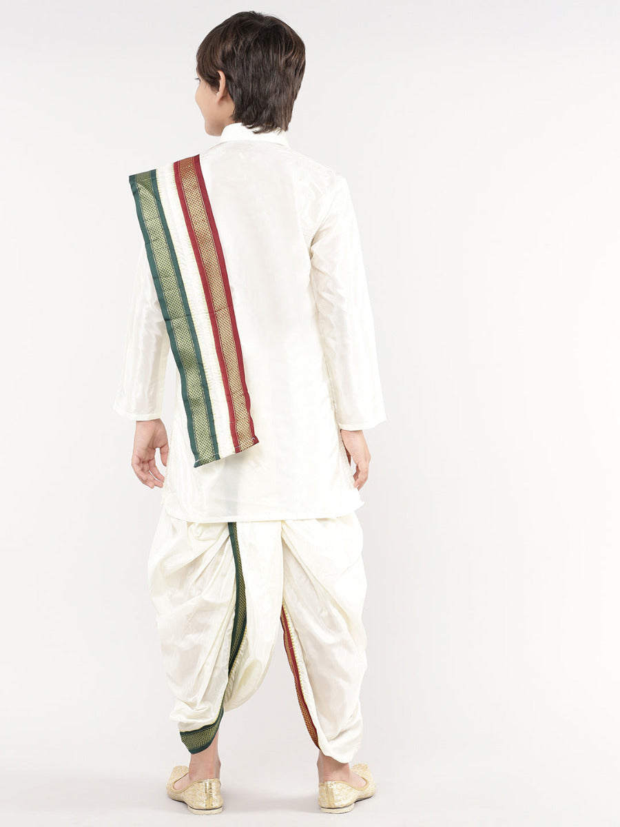 Boys Soft Silk Kurta Panchakacham Set-Back view