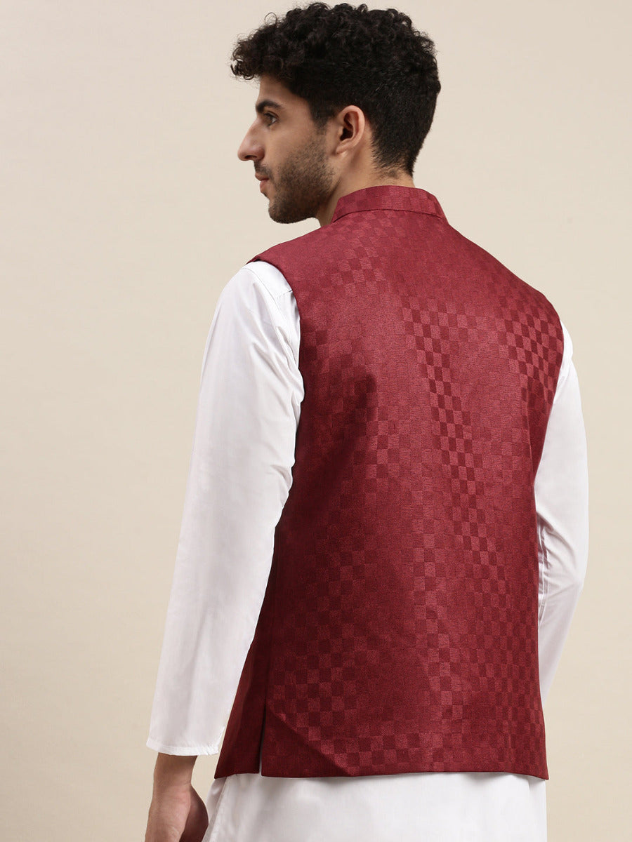 Mens Ethnic Jacket Maroon DD2