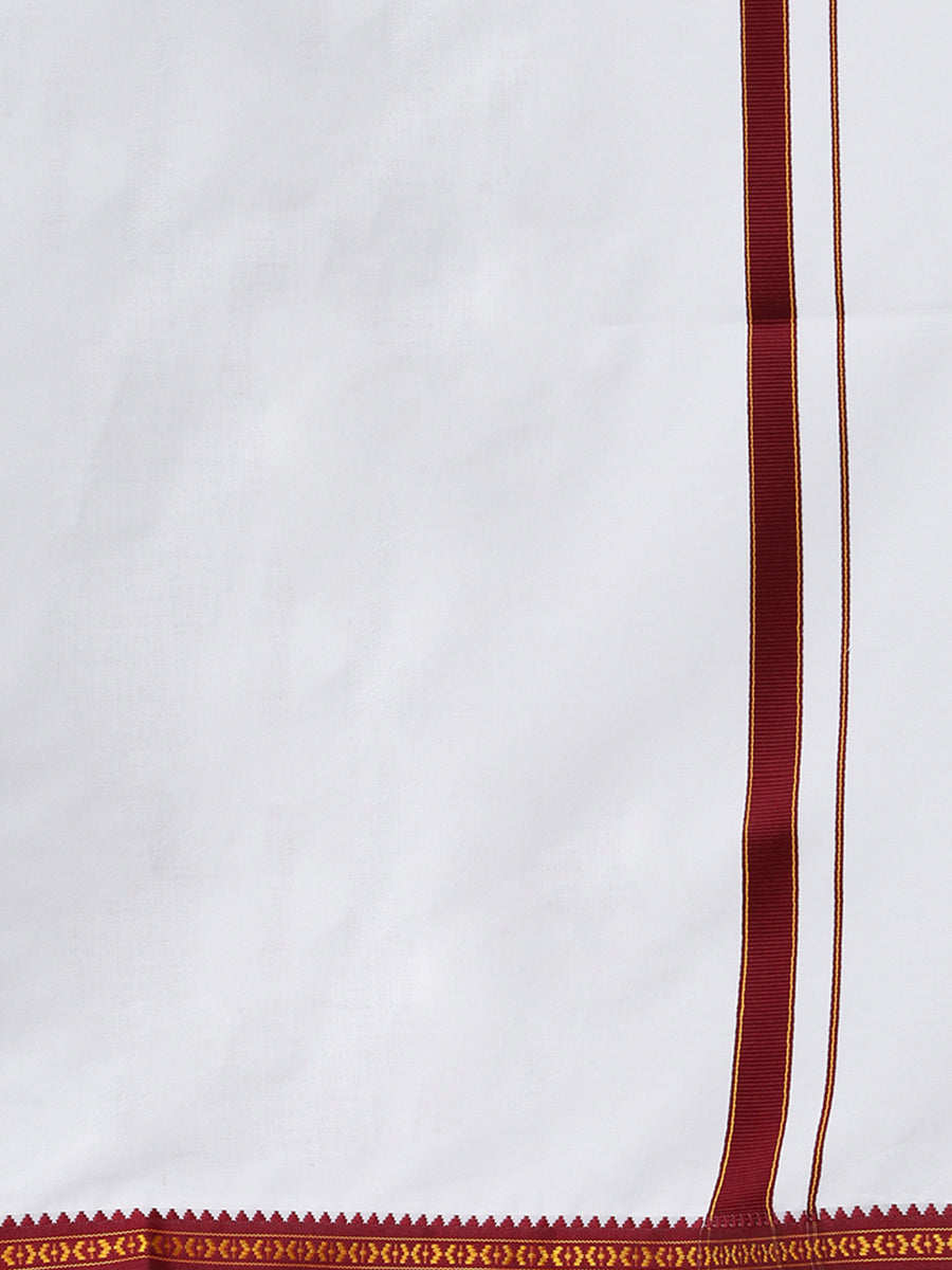 Mens White Dhoti With Big Border Mercury-Zoom view