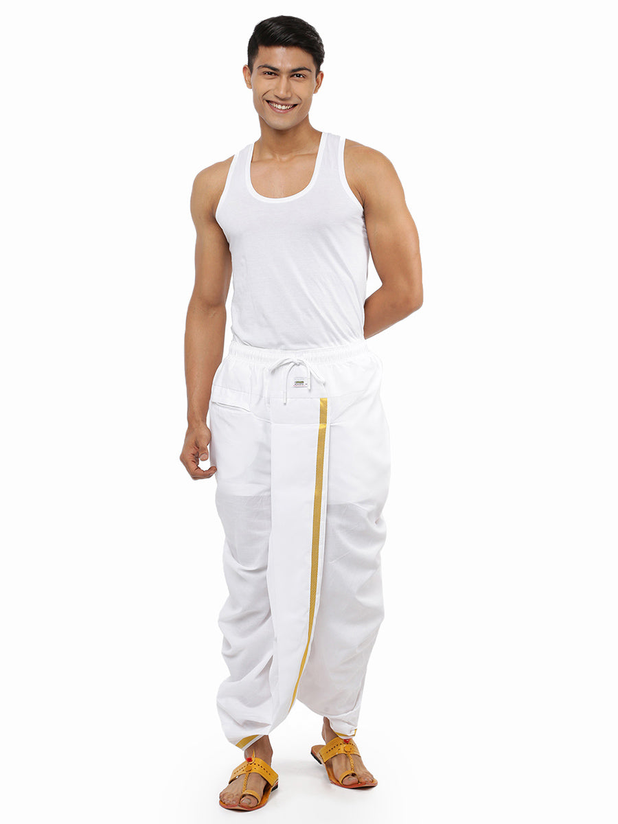Mens Readymade White Panchakacham Aashan