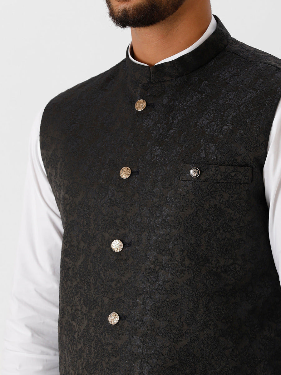 Mens Fancy Ethnic Jacket Black-Zoom view