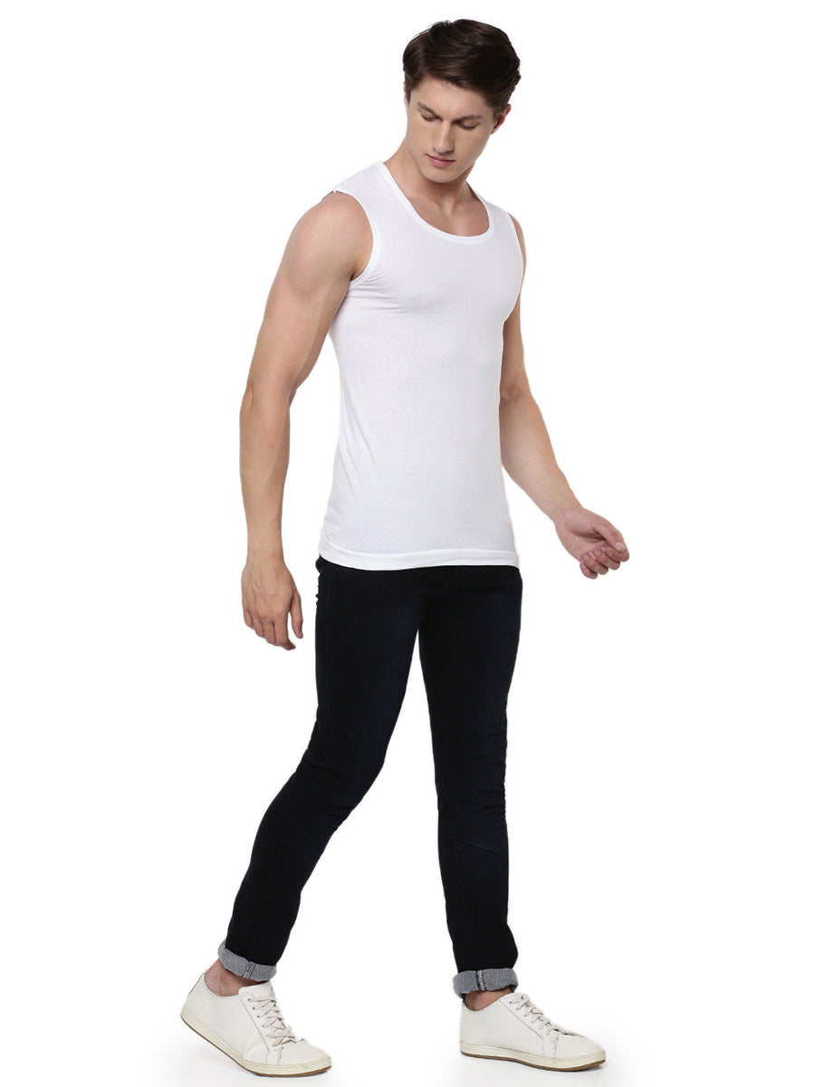 Mens Fine Cotton White Banian RNBS Sukra (2 PCs Pack)-Full view