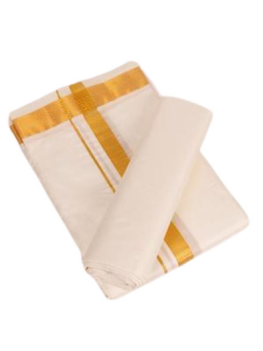 Mens Silk Cream 1" Dhoti & Shirt Bit Vivaga Chiranjeeve-View one