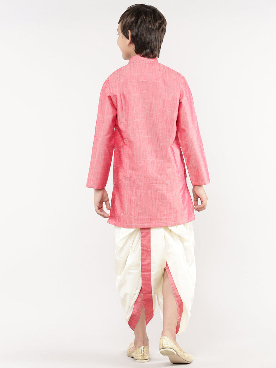 Boys Matching Kurta & Panchakacham Joy Set Pink VB3-Back view