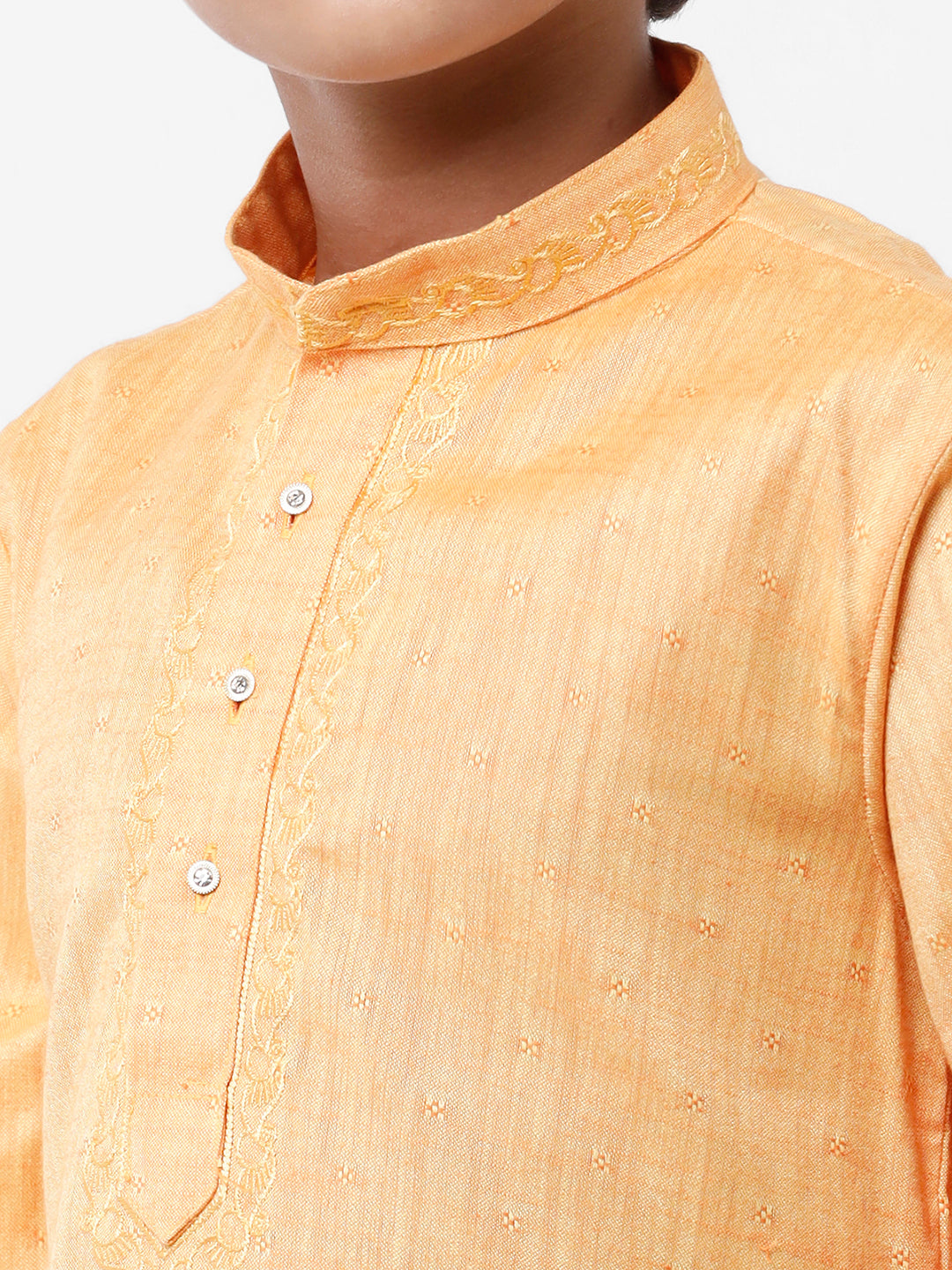 Boys Best Kurta Pyjama Set Orange-Close view